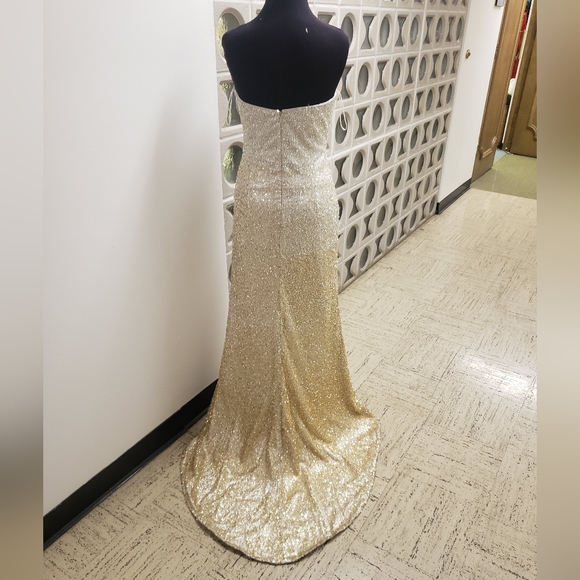 Jovani silver gold ombre liquid beading beaded strapless prom pageant dress 8 cy - Picture 2 of 10